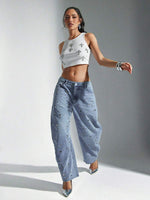 Baggy Rhinestone Jeans - 3