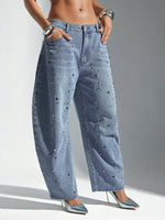 Baggy Rhinestone Jeans - 4