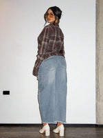 Twisted Low Neck Plaid Top - 2