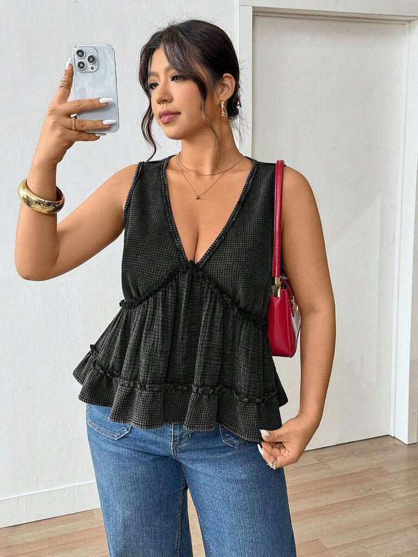 Plus Size Black V-Neck Camisole