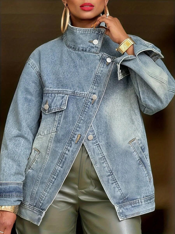 Washed Asymmetric Denim Jacket