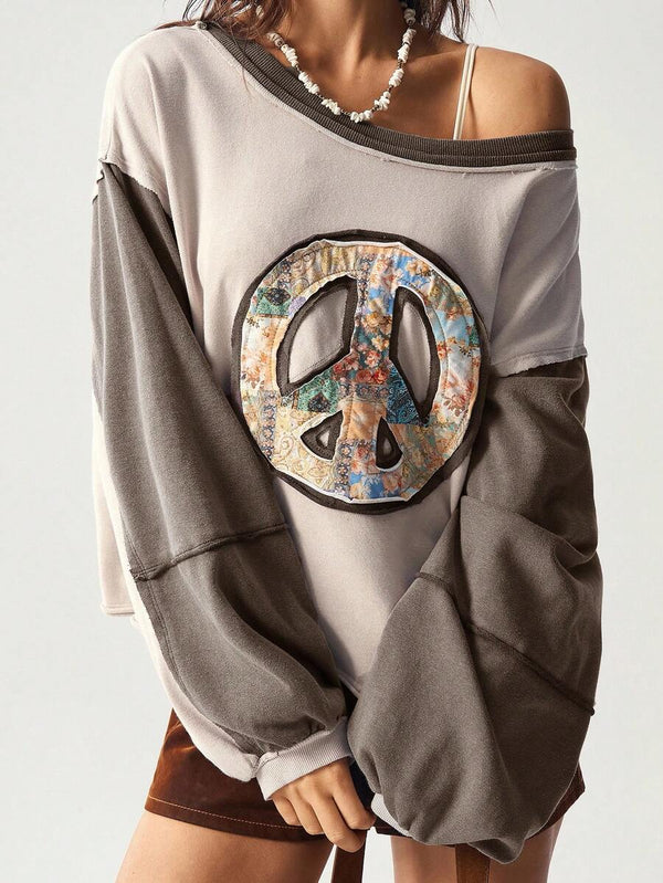 Casual Patchwork Knit Sweatshirt