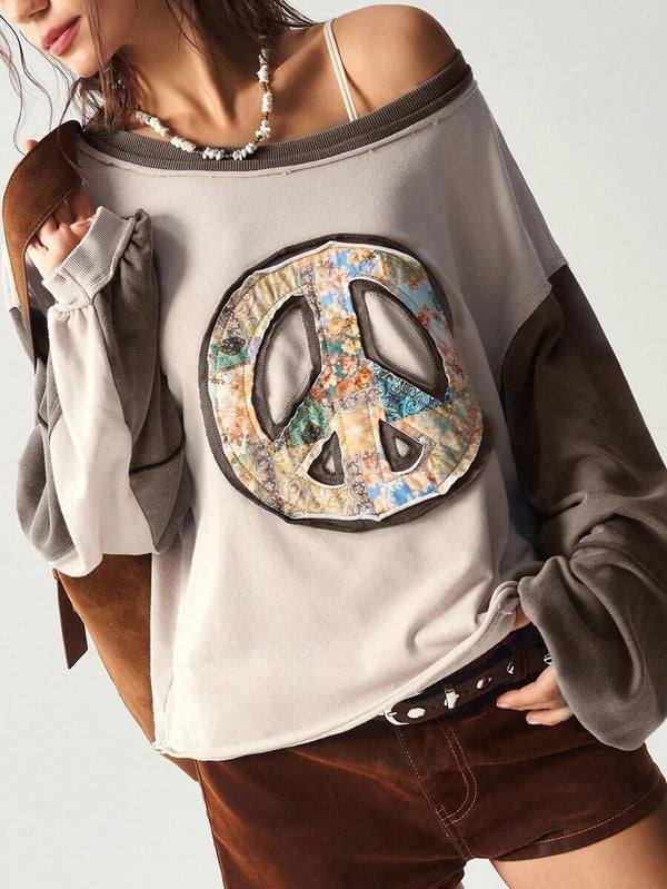 Casual Patchwork Knit Sweatshirt