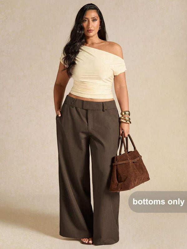 Plus Size Asymmetric Office Pants