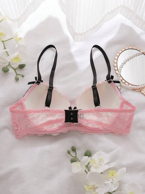 Floral Lace Balconette Push-Up Bra