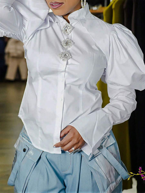 Chic Puff Sleeve Button Blouse