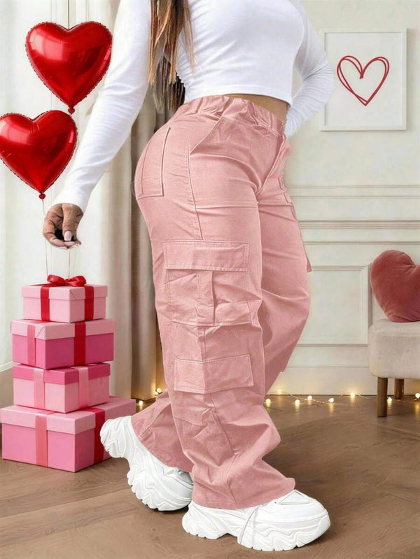 Plus Size Button-Pocket Cargo Pants