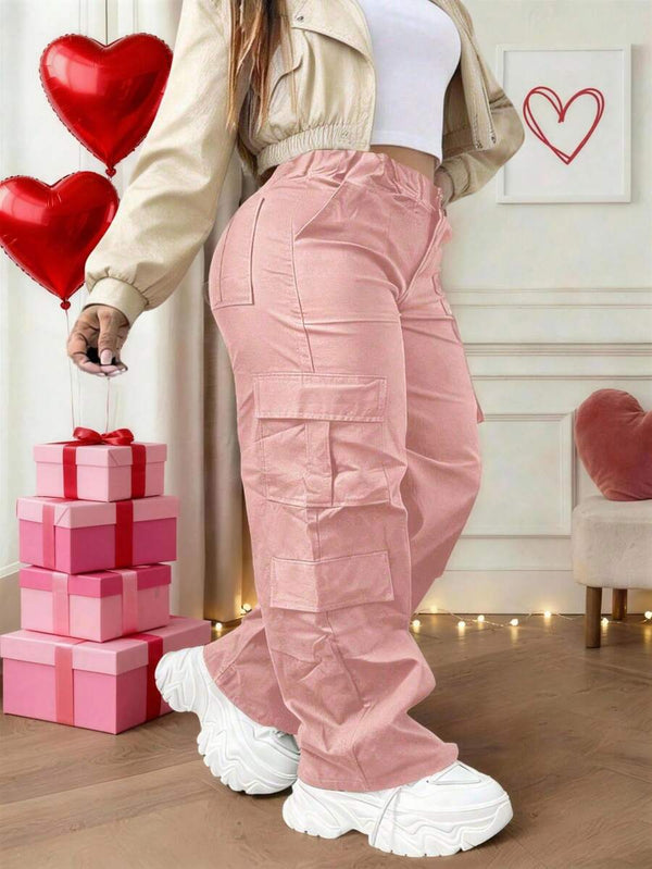 Plus Size Button-Pocket Cargo Pants