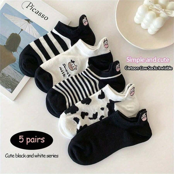 Cartoon Cow Print Socks
