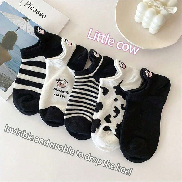 Cartoon Cow Print Socks