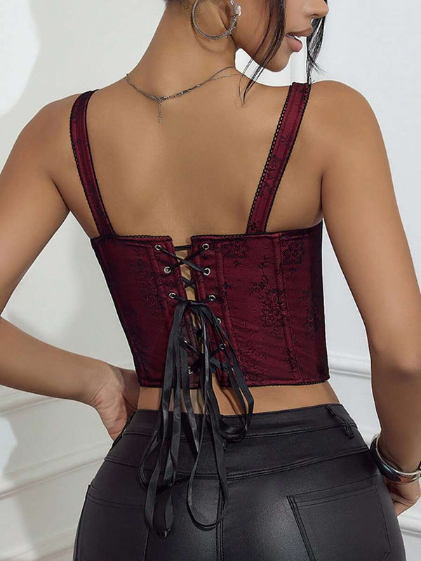 Y2K Lace Bustier Corset Crop Top